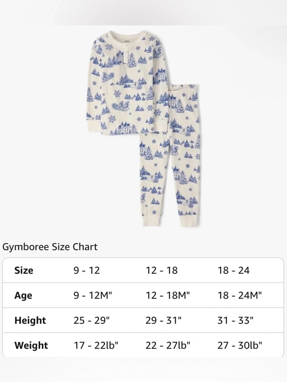 Homegrown by Gymboree Infant Winter Toile 2-piece Pajamas Size 12-18 Months